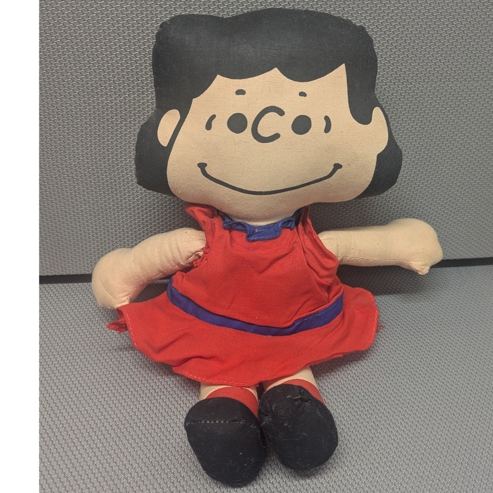 VTG 1952 Peanuts Lucy van Pelt Cloth Rag Doll Red Plush 14" Collectible Toy